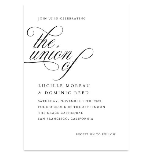 The Union Of Wedding Invitations Pure White Signature Blank No Standard