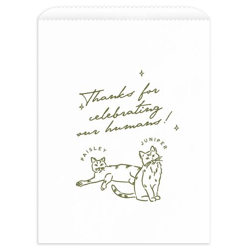 Hand Drawn Cake Favor Bags White Dark Camo Wax-Lined Food Safe Paper