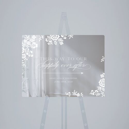 Romantic Lace Mirrored Acrylic Direction Sign Medium Pure White Mirrored Acrylic M Direction Standard