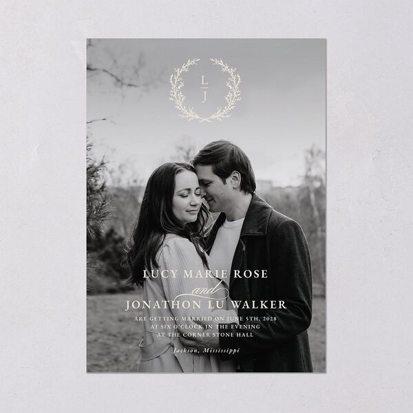 Branches Monogram Wedding Invitations Linen Signature Blank No Standard