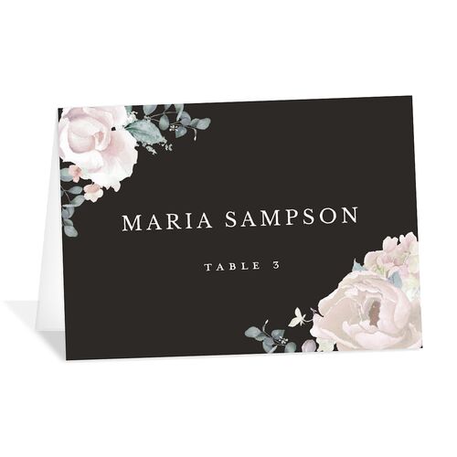 Elegant Floral Place Cards Charcoal Signature