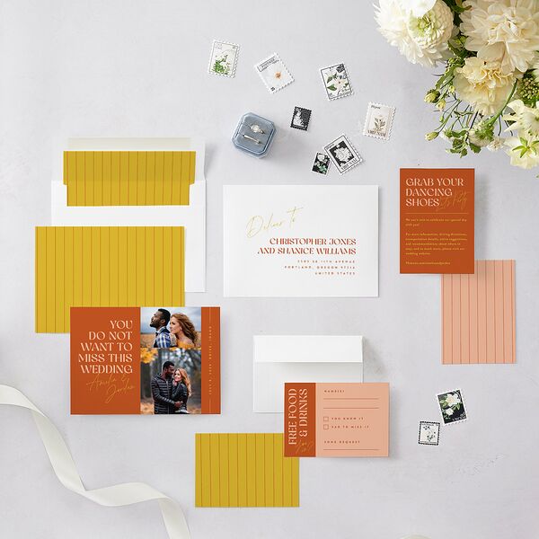 Wedding of the Century Save The Date Cards Burnt Orange Signature smooth Blank No Standard