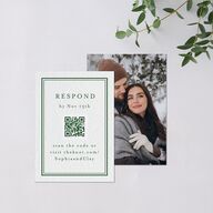 Elegant Winter Pine Cone QR Code RSVP Cards Scottish Green Signature Standard