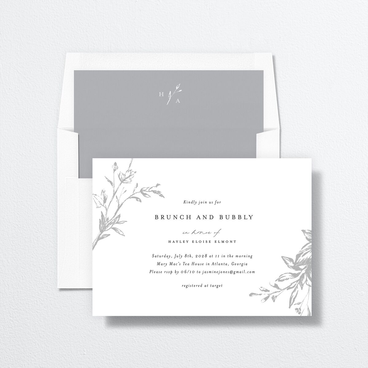 Shining Leaves Bridal Shower Invitations Pure White Signature