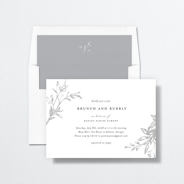 Shining Leaves Bridal Shower Invitations Pure White Signature