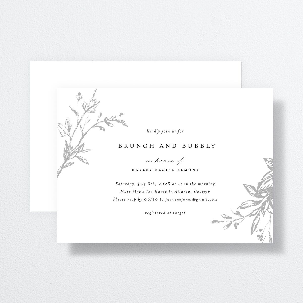 Shining Leaves Bridal Shower Invitations Pure White Signature