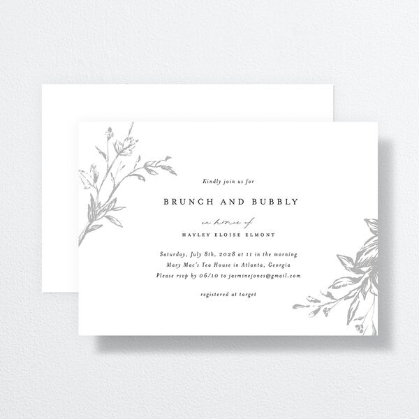Shining Leaves Bridal Shower Invitations Pure White Signature
