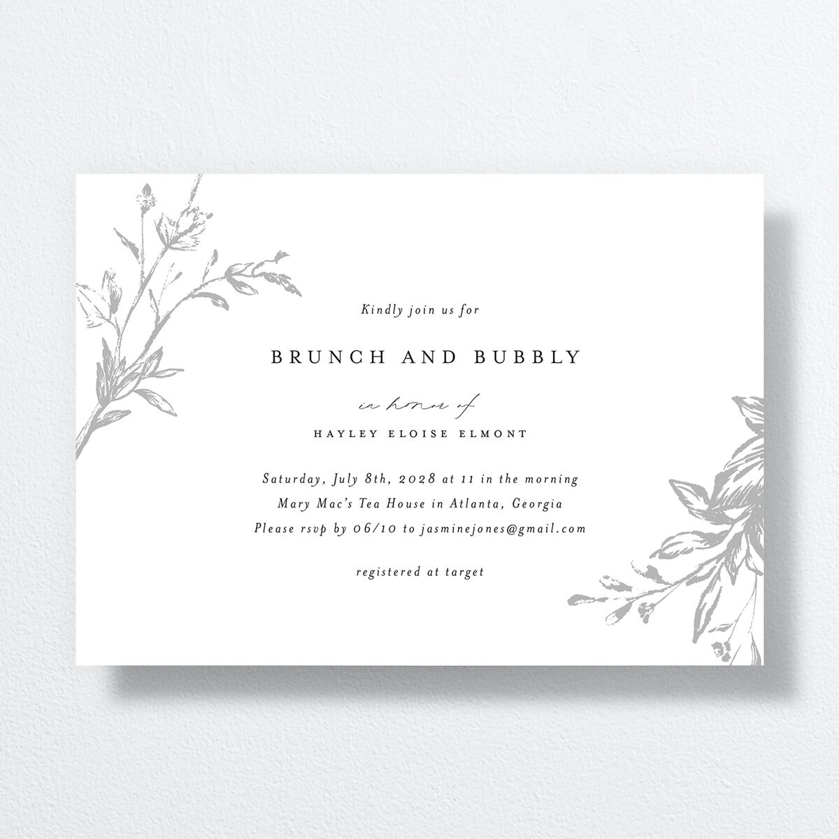 Shining Leaves Bridal Shower Invitations Pure White Signature
