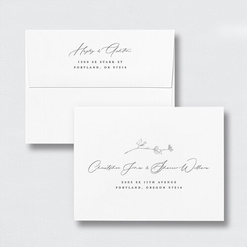 Shining Leaves Thank You Card Envelopes Pure White Standard White Both Recipient and Return Addresses