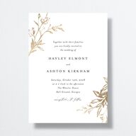 Shining Leaves Wedding Invitations Pure White Gold No Signature