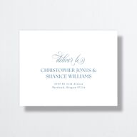 Vintage Bow All-in-One Wedding Invitations Regency Blue Signature Light Both Recipient and Return Addresses No