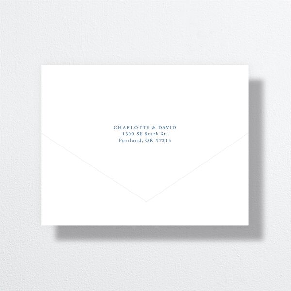 Vintage Bow All-in-One Wedding Invitations Regency Blue Signature Light Both Recipient and Return Addresses No