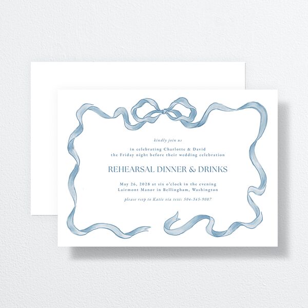 Vintage Bow Rehearsal Dinner Invitations Regency Blue Signature