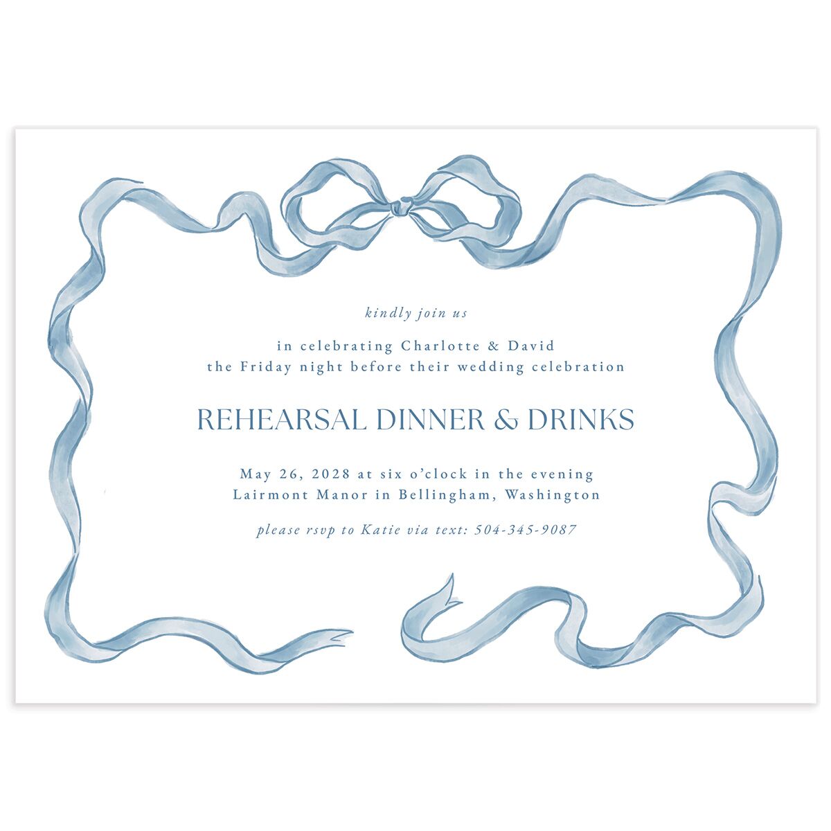Vintage Bow Rehearsal Dinner Invitations