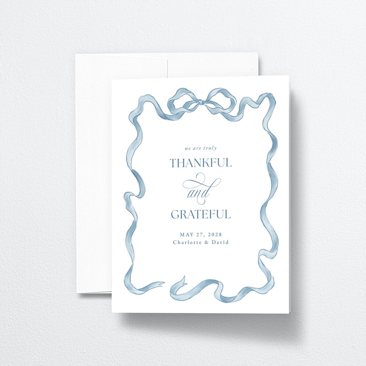 Vintage Bow Thank You Cards Regency Blue