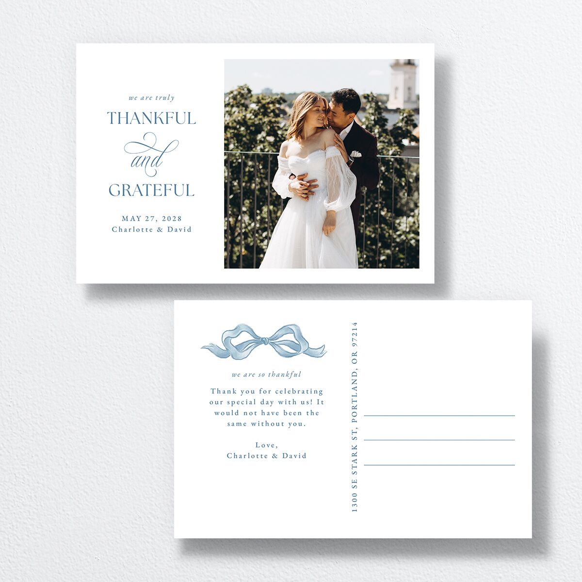 Vintage Bow Thank You Postcards — view 1