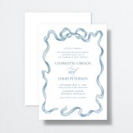 Vintage Bow Wedding Invitations Regency Blue Signature No