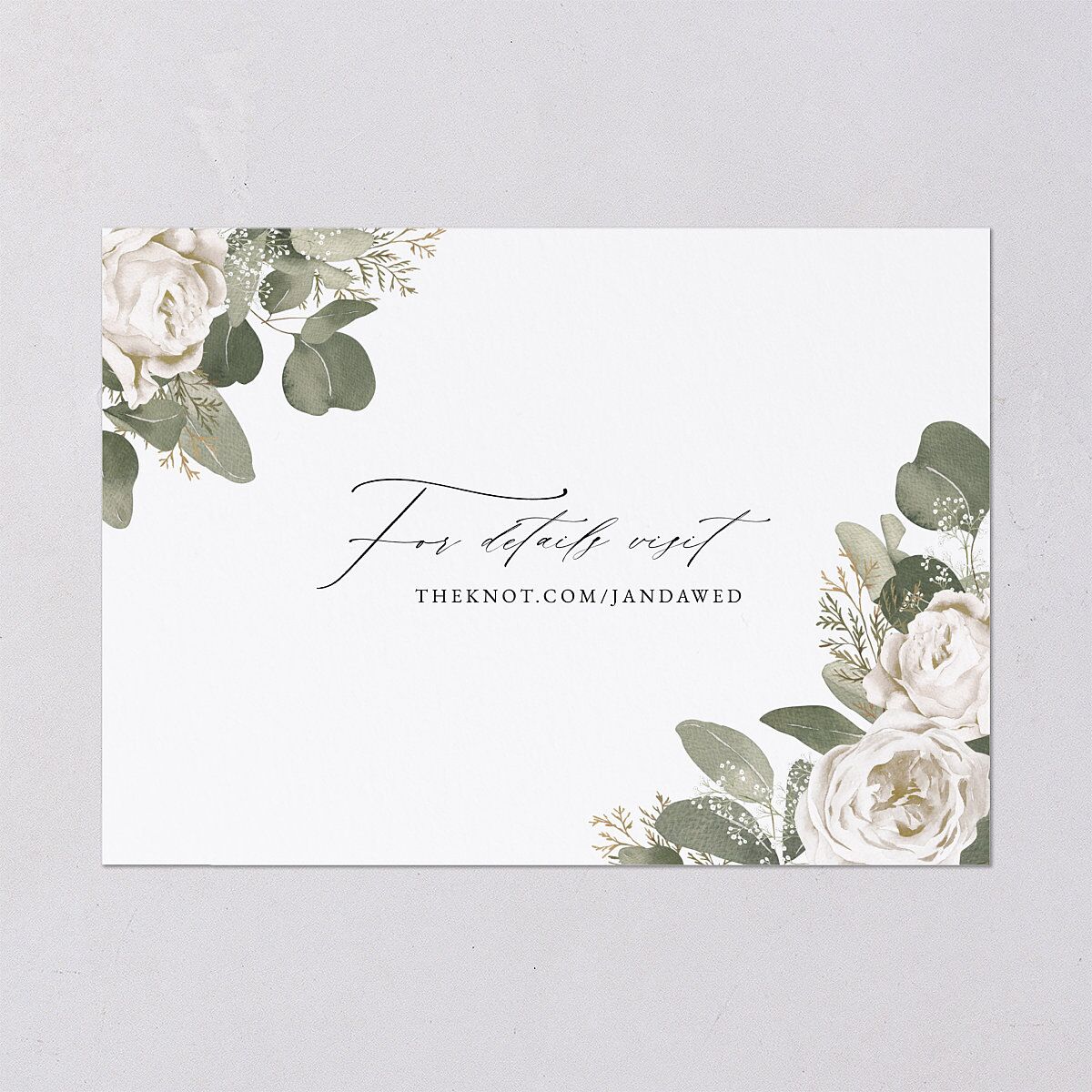 Romantic Roses Save The Date Cards Off-White Signature smooth Blank No Standard