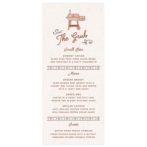 Western I Do BBQ Menus Saddle Signature