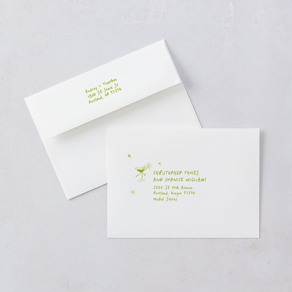 Whimsical Dancing Cocktails Engagement Party Invitations Pear Signature Blank Standard