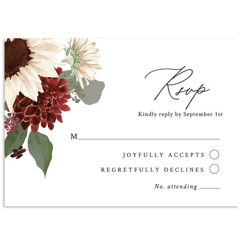 Classic Countryside Sunflowers Wedding Response Cards Charcoal Signature Standard