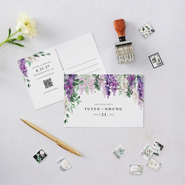 Sparkling Wisteria Thank You Postcards Iris