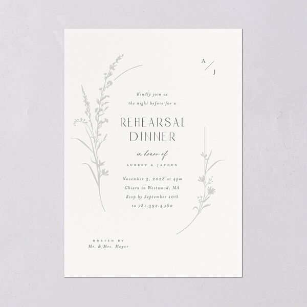Minimal Wildflower Rehearsal Dinner Invitations Off-White Signature Blank Standard