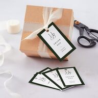 Refined Monogram Favor Gift Tags Dark Green Signature