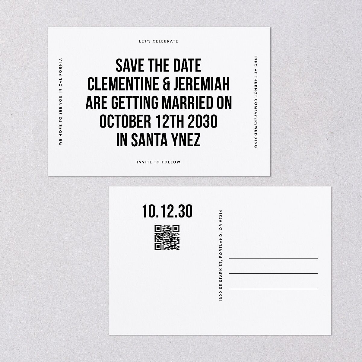Bold Modern Announcement Save the Date Postcards Pure White