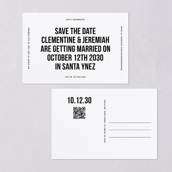 Bold Modern Announcement Save the Date Postcards Pure White
