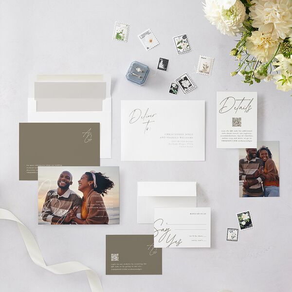 Corner Date Wedding Invitations Pure White Signature Blank No Standard