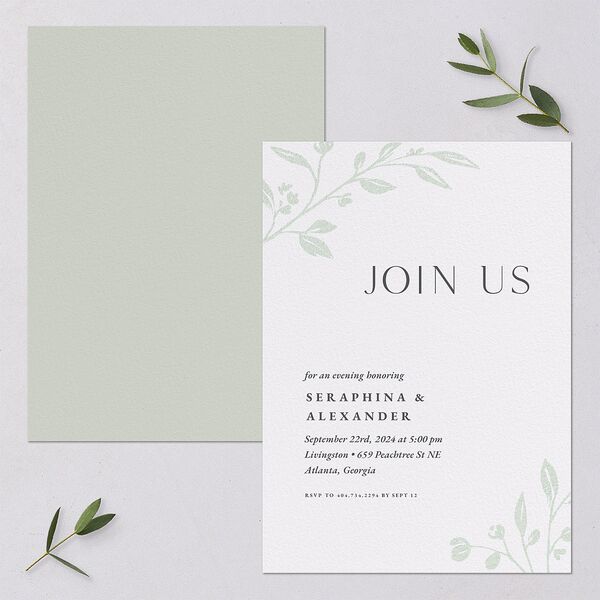 Botanical Initials Rehearsal Dinner Invitations Sea Foam Signature Blank