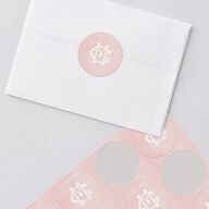 Maximalist Floral Crest Wedding Stickers Pink Cotton Circle