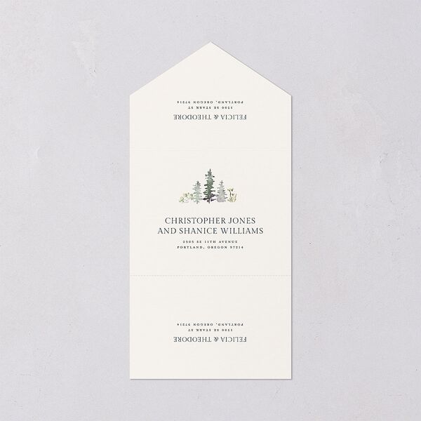 Elegant Mountain Border All-in-One Wedding Invitations Meadow Signature Light Both Recipient and Return Addresses No
