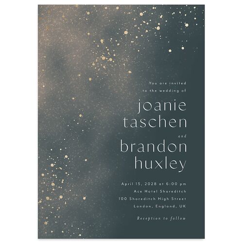 Shimmer Dust Wedding Invitations Gold Dark Emerald Signature Blank No