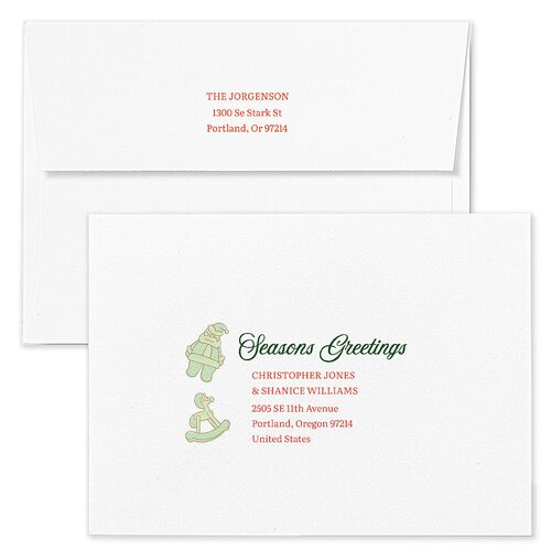 Vintage Holiday Wreath Holiday Card Envelopes White Hunter Green Both Recipient and Return Addresses Standard Signature