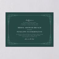 Glamorous Crown Monogram Crest Bridal Shower Invitations by Bridgerton Deep Lake Signature Blank Standard