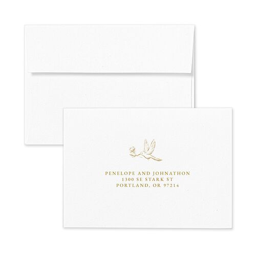 Elegant Italian Toile Response Card Envelopes Gold White Return Address Signature Standard