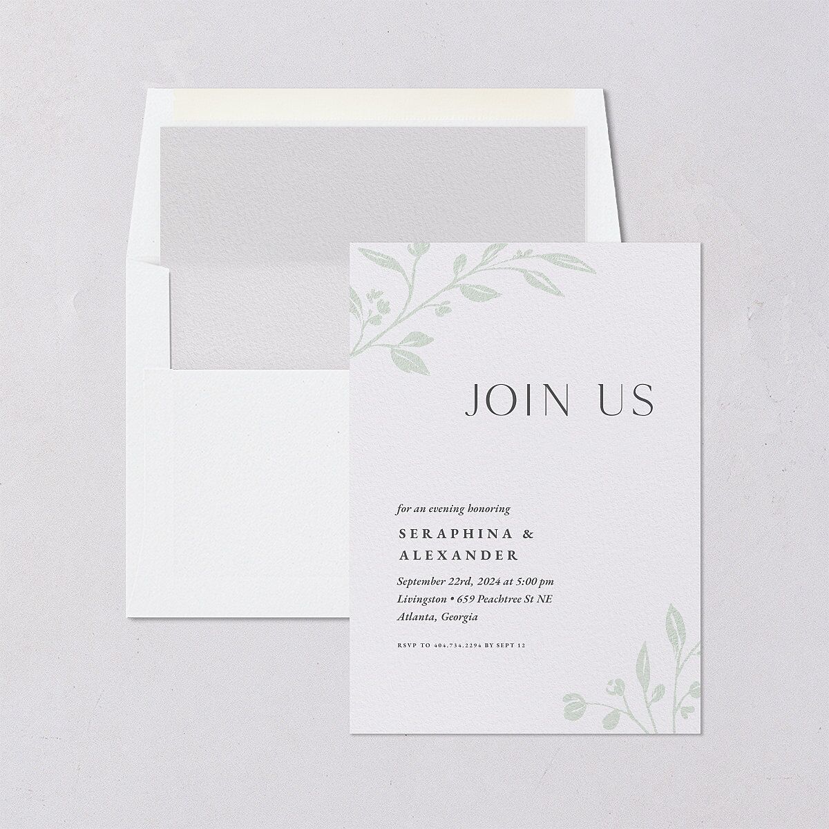 Botanical Initials Rehearsal Dinner Invitations Sea Foam Signature Blank