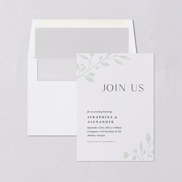 Botanical Initials Rehearsal Dinner Invitations Sea Foam Signature Blank