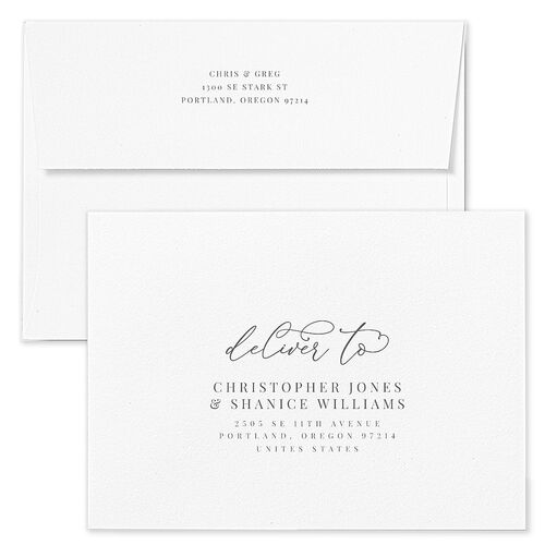 Romantic Calligraphy Save The Date Card Envelopes Kraft Peony Return Address Signature Standard