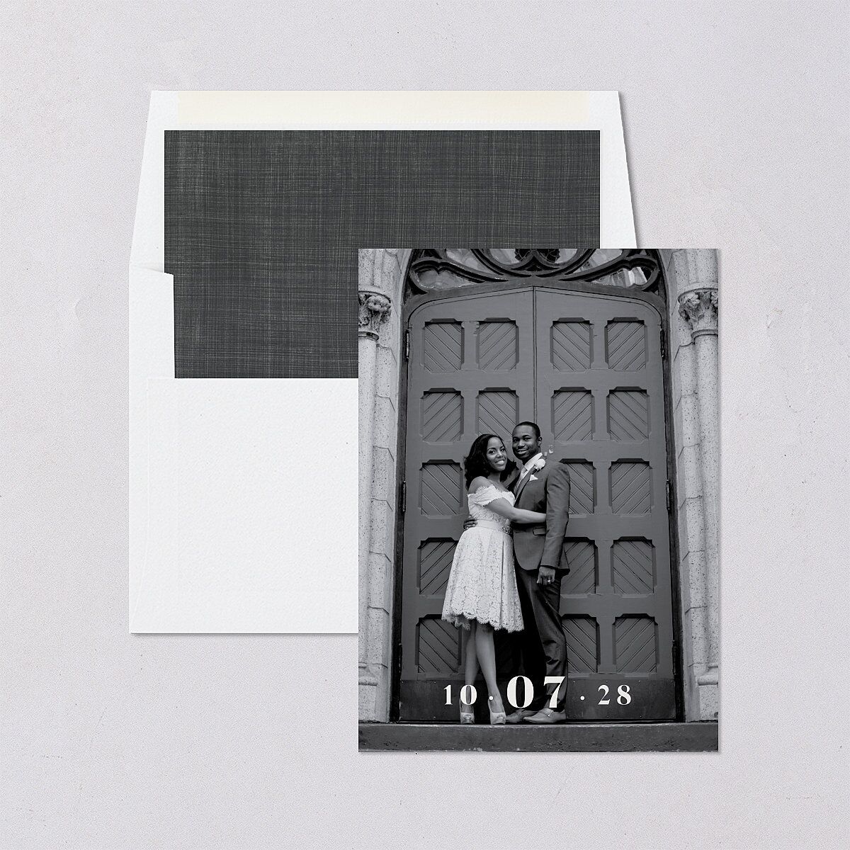 Love in NYC Save The Date Cards Medieval Grey Signature smooth Blank No Standard