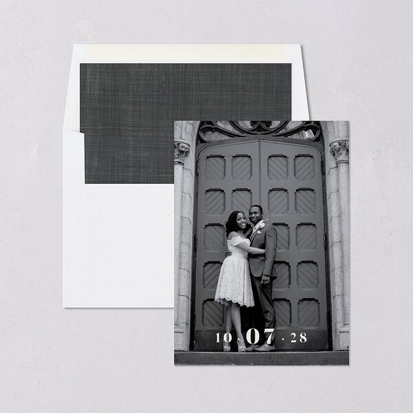 Love in NYC Save The Date Cards Medieval Grey Signature smooth Blank No Standard