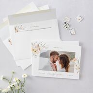 Floral Photo Save the Date Cards Blush Signature smooth Blank No Standard