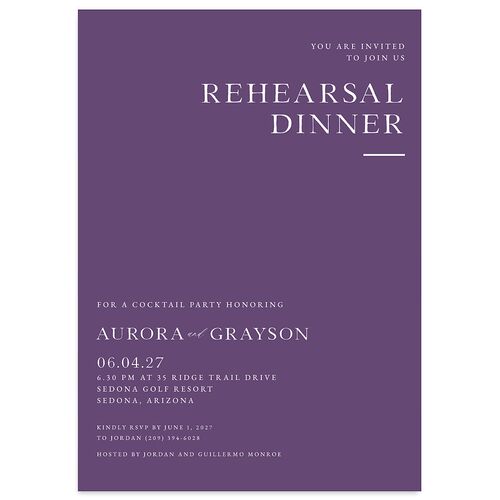 Bohemian Arch Rehearsal Dinner Invitations Plum Signature Blank Standard