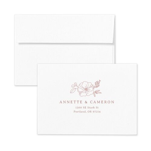 Floral Border Wedding Response Card Standard Envelopes White Standard Desert Rose Return Address Signature