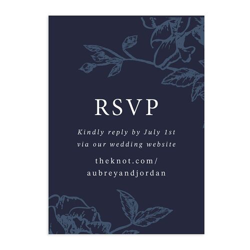 Botanical Luxury QR Code RSVP Cards Navy Signature Standard