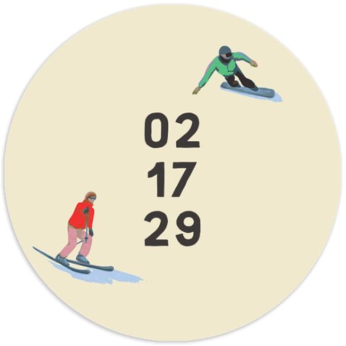 Vintage Retro Ski Poster Wedding Stickers Canary Circle