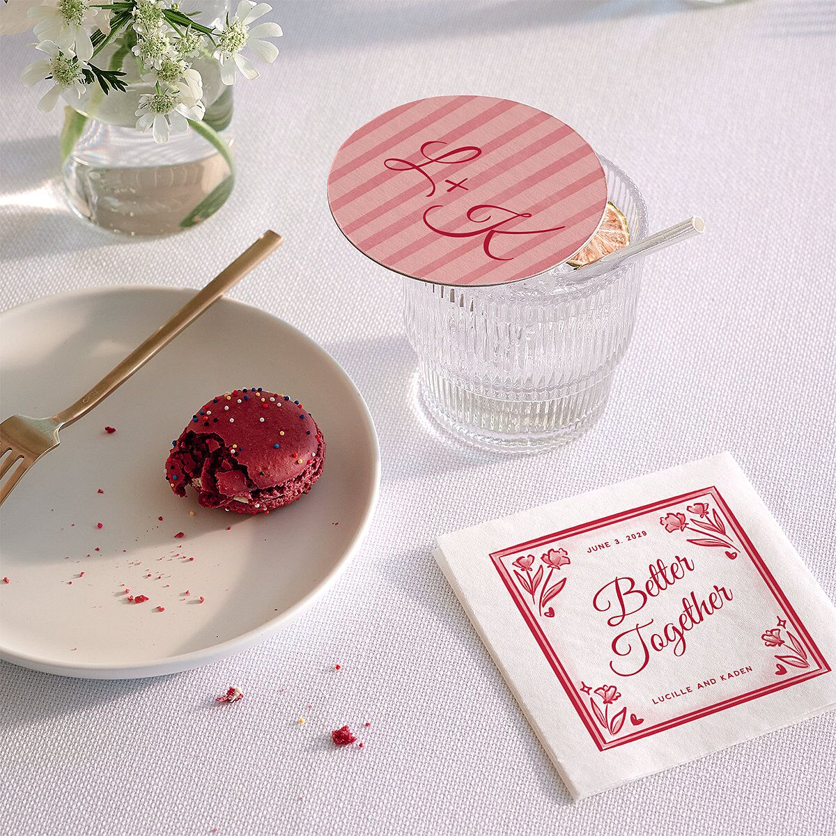 Vintage Heart Locket Wedding Day Coasters Crimson Cardboard Circle