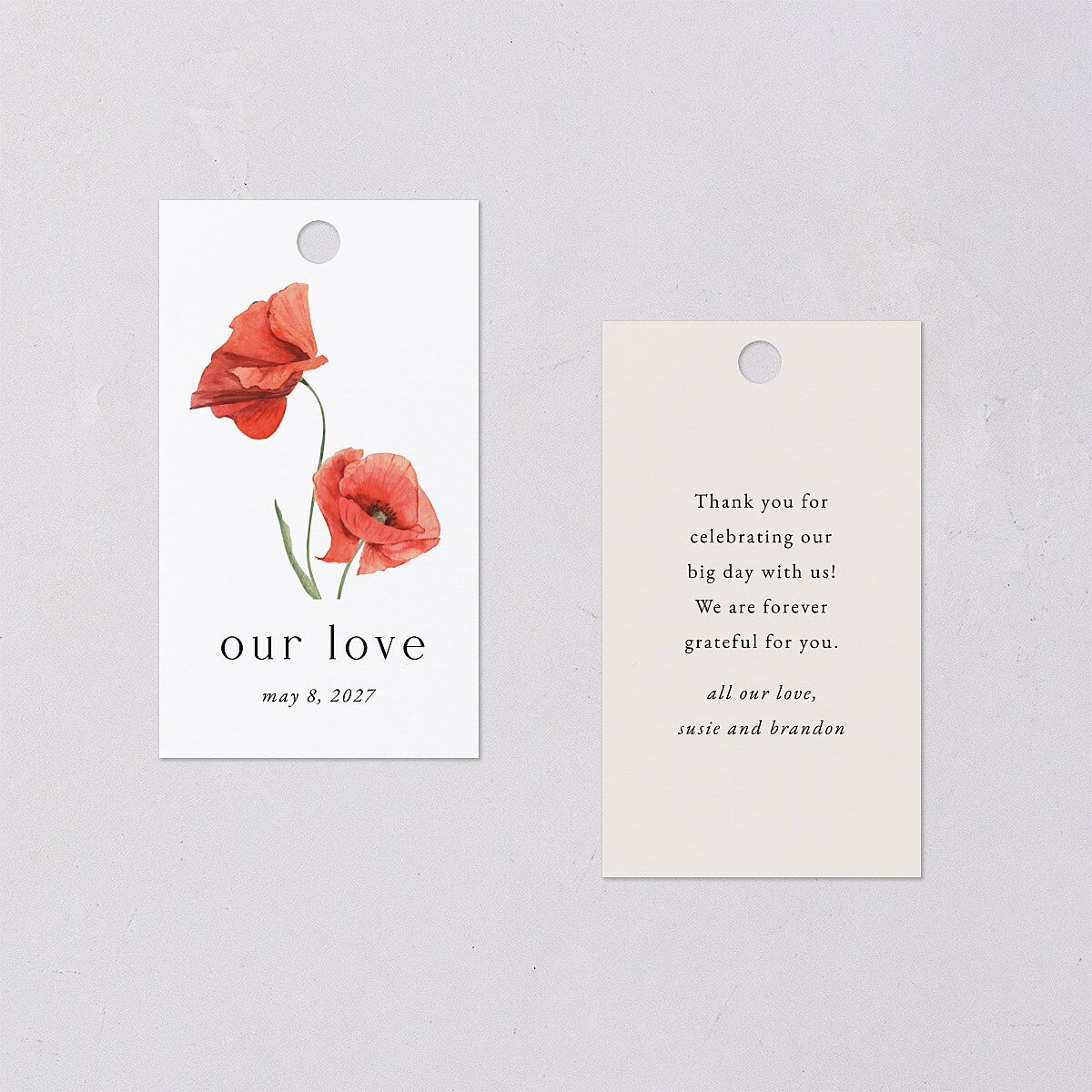 Wild Poppies Favor Gift Tags Pure White Signature